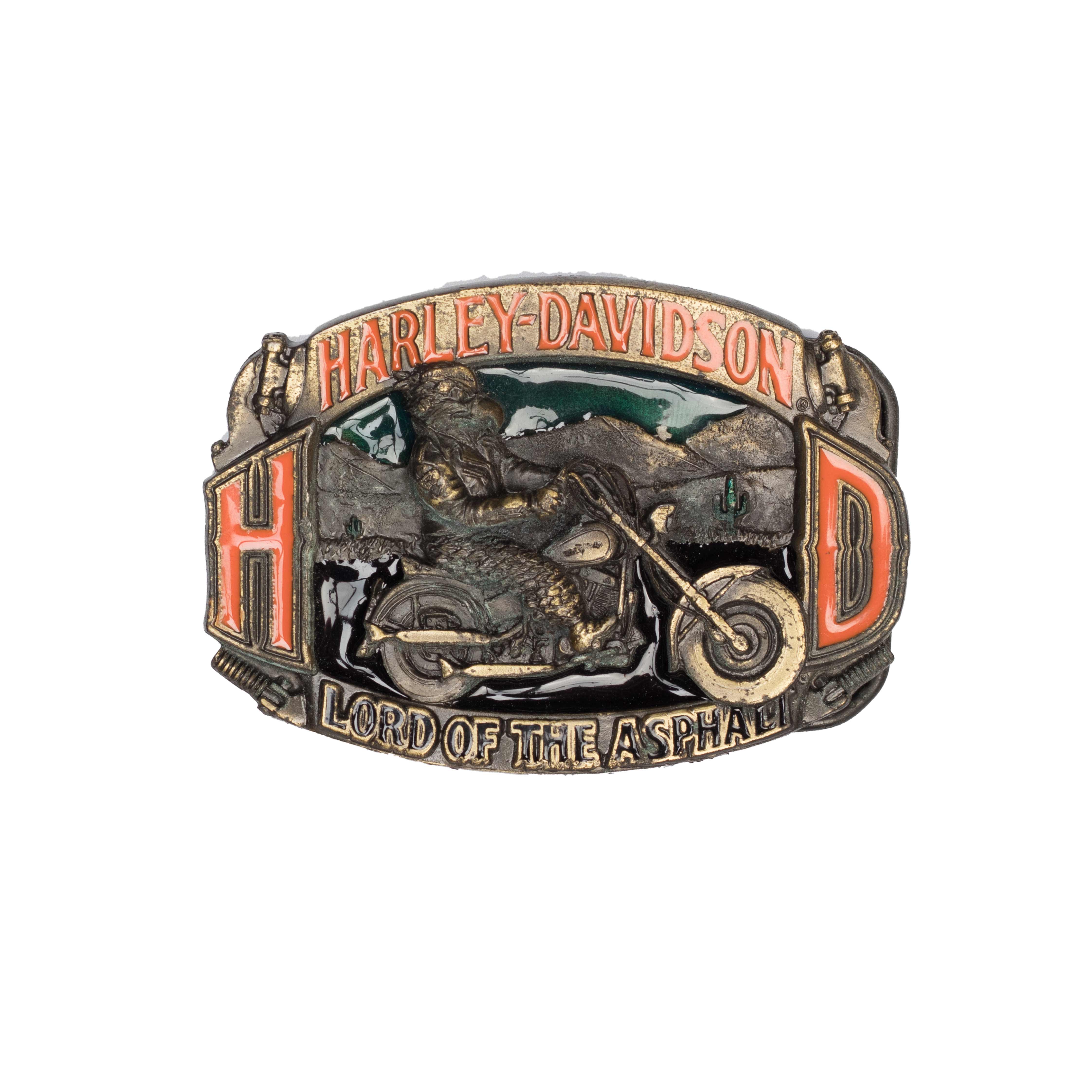 Harley Davidson Belt Buckle Baron H 704 SOLID BRASS Mabu Leather